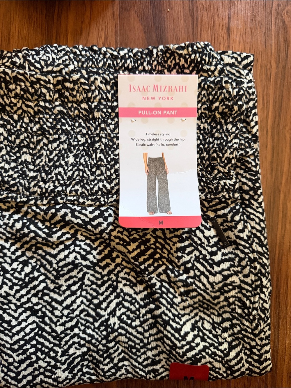 Isaac Mizrahi Black & White Wide Leg Pull-On Pants